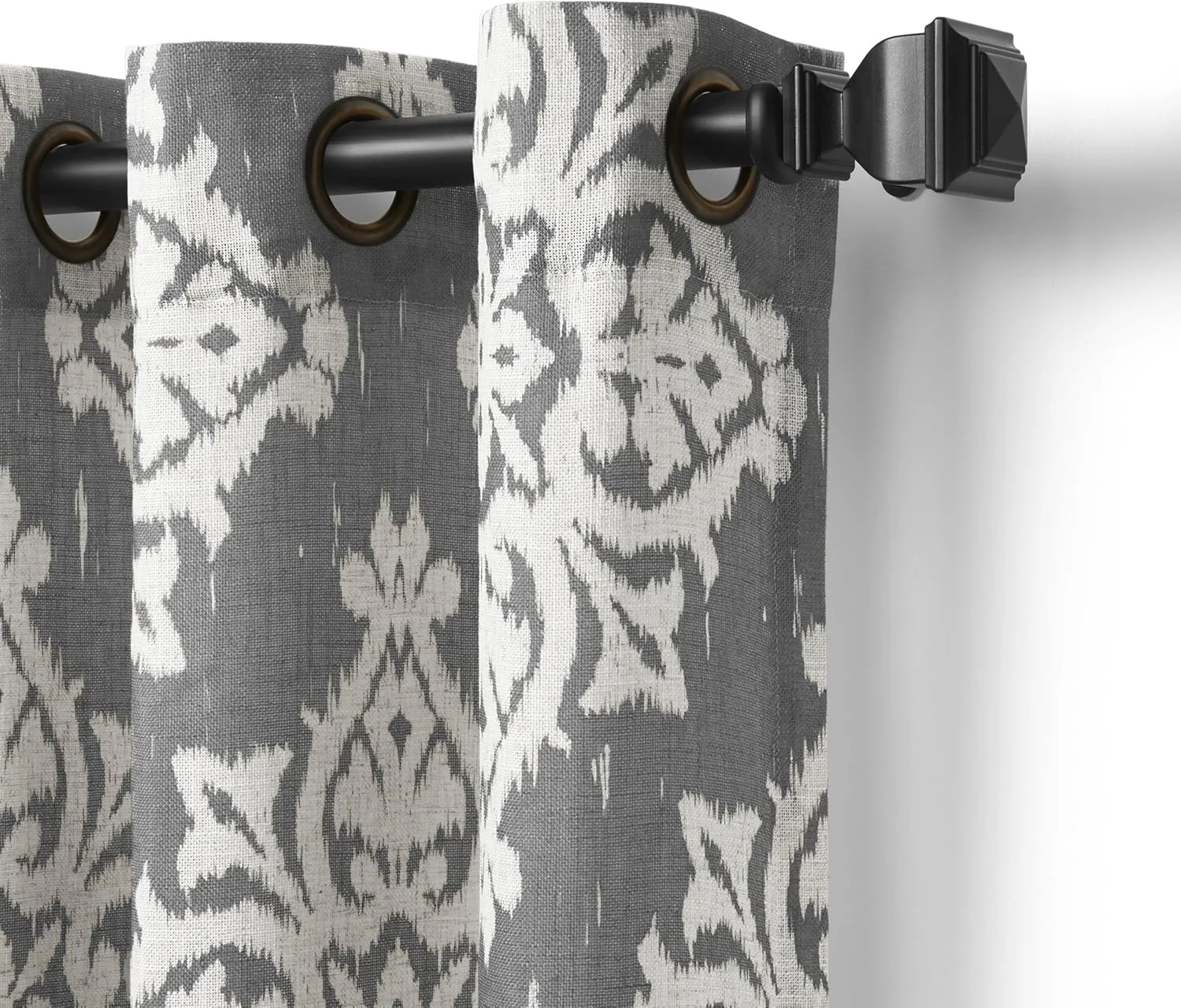 Elrene Home Fashions Medina Grommet Top Linen Look Single Panel Window Curtain Drape, 52" x 95", Gray