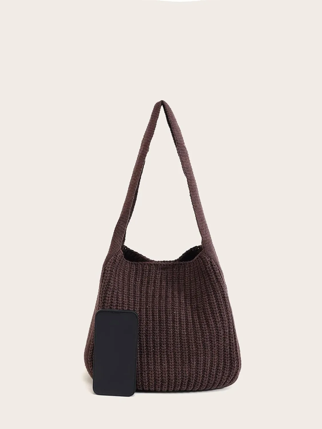 ENBEI Women's Crochet Tote Bag Knit Shoulder bag,Aesthetic Bag,Cute Eco-Friendly Tote for Travel,Daily Use,Gift Box Packaging