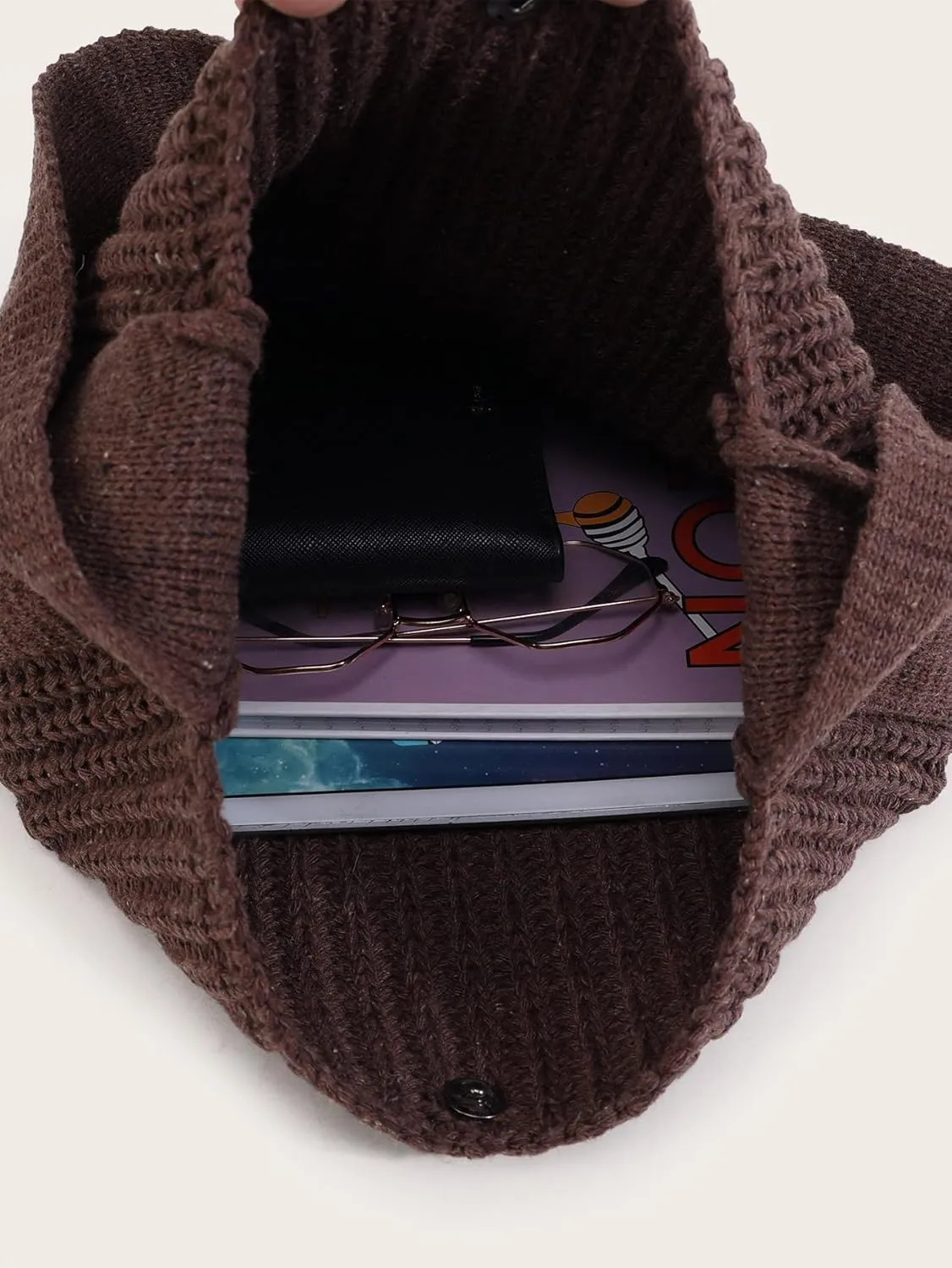 ENBEI Women's Crochet Tote Bag Knit Shoulder bag,Aesthetic Bag,Cute Eco-Friendly Tote for Travel,Daily Use,Gift Box Packaging