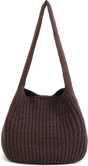 ENBEI Women's Crochet Tote Bag Knit Shoulder bag,Aesthetic Bag,Cute Eco-Friendly Tote for Travel,Daily Use,Gift Box Packaging