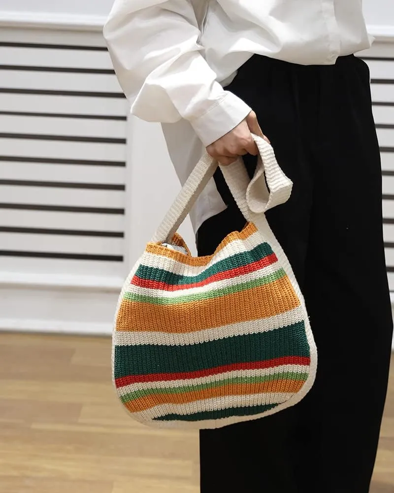 ENBEI Women's Crochet Tote Bag Knit Shoulder bag,Aesthetic Bag,Cute Eco-Friendly Tote for Travel,Daily Use,Gift Box Packaging