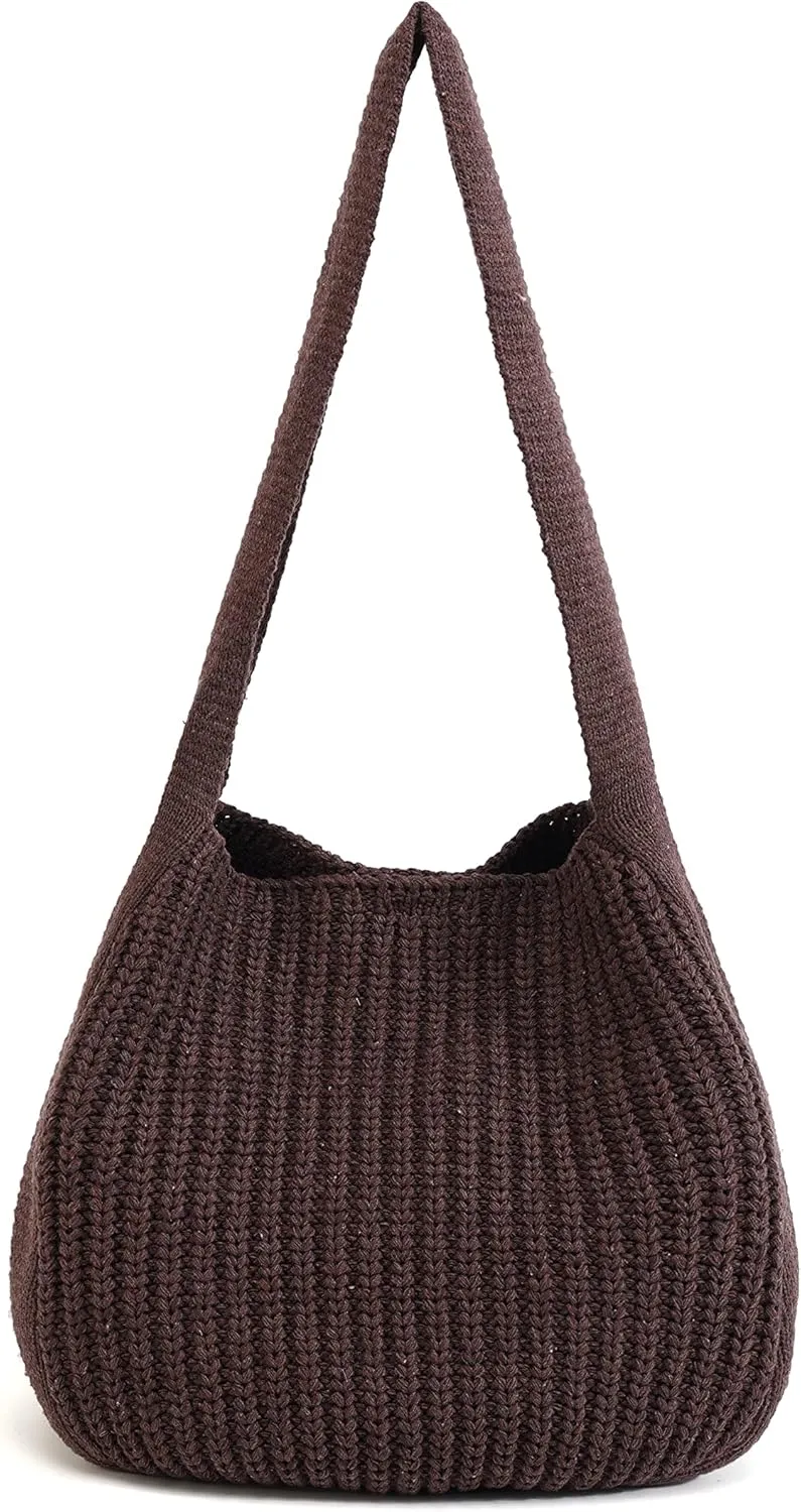 ENBEI Women's Crochet Tote Bag Knit Shoulder bag,Aesthetic Bag,Cute Eco-Friendly Tote for Travel,Daily Use,Gift Box Packaging