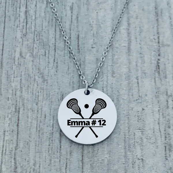 Engraved Lacrosse Charm Necklace