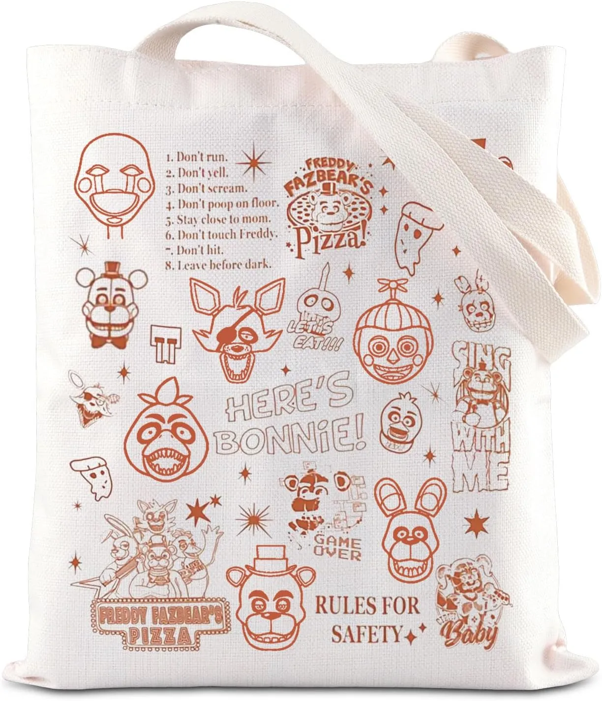 ENSIANTH Five Nights Horror Game Gift Scary Bear Inspired Tote Bag Pizza Place Characters Lover Shoulder Bag Video Gamer Gift