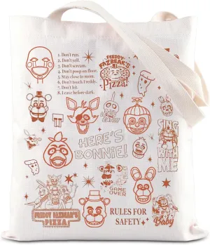 ENSIANTH Five Nights Horror Game Gift Scary Bear Inspired Tote Bag Pizza Place Characters Lover Shoulder Bag Video Gamer Gift