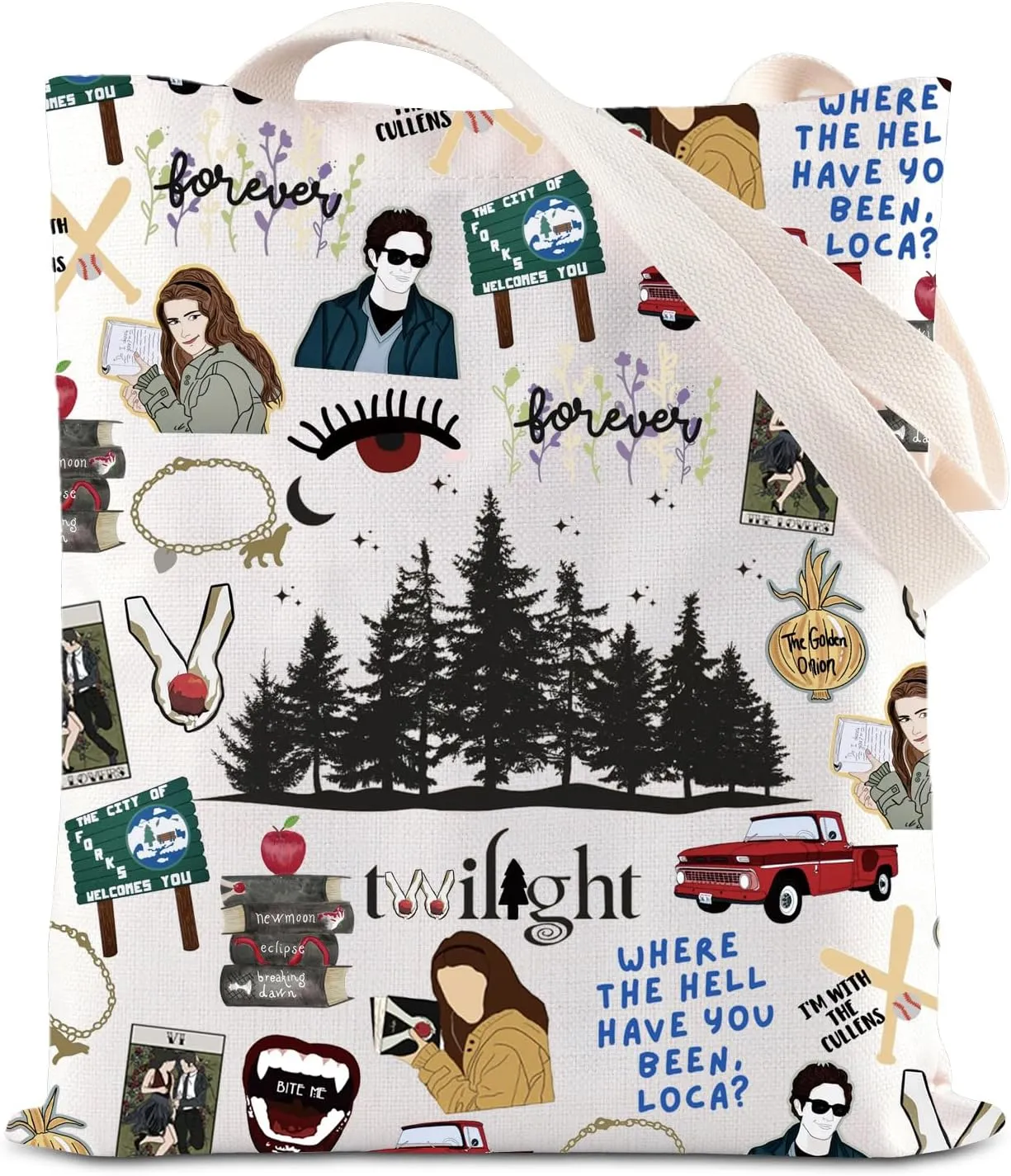 ENSIANTH Movie Inspired Gifts Edward's Girl Gift Forks Washington Gift Vampire Lover Tote Bag City Of Forks Gifts
