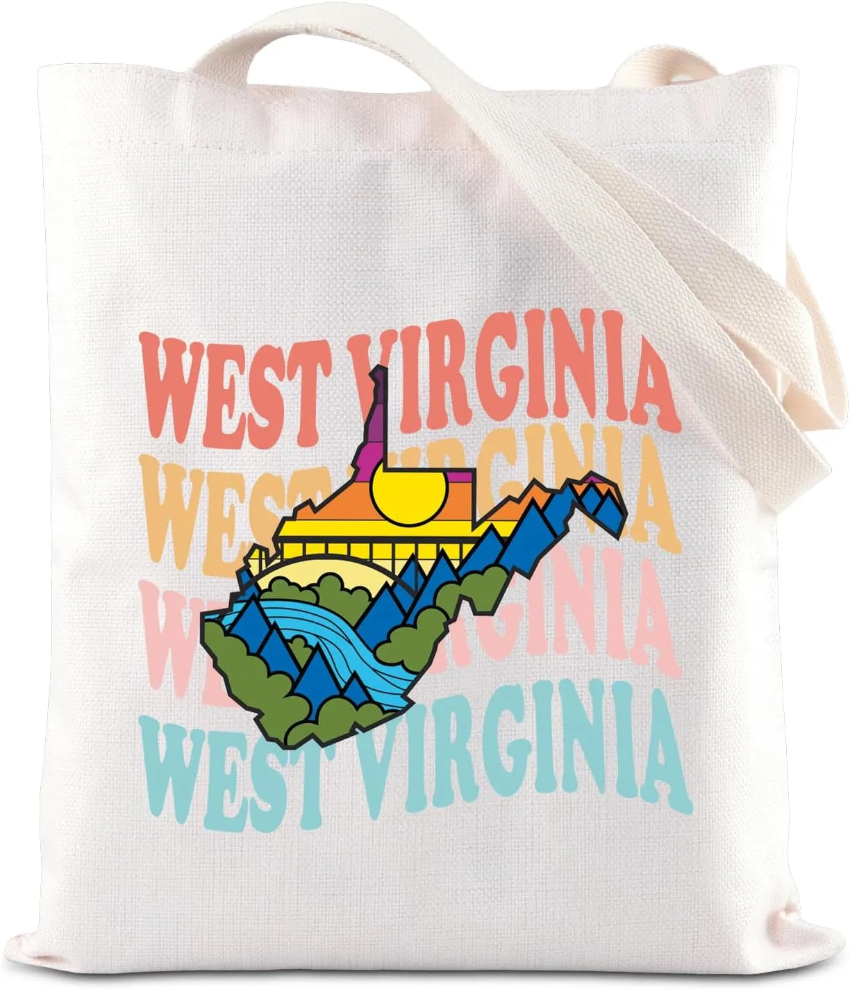 ENSIANTH West Virginia Moving Gift West Virginia Map Tote Bag Mountain State Travel Gift West Virginia Trip Gift
