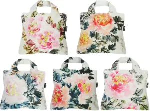 Envirosax Reusable Grocery Bags-Fashionable Shopping Tote Bag Set of 5 China-chic Design Peony Multicolored