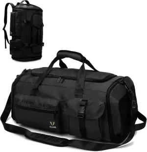 Eslcorri 65L Travel Duffle Bag for Women & Men - 3 in 1 Large Sports Gym Bag with Shoe and Wet Clothes Compartment Multipurpose Weekender Carry On Overnight Backpack for Swimming Yoga Camping -Black