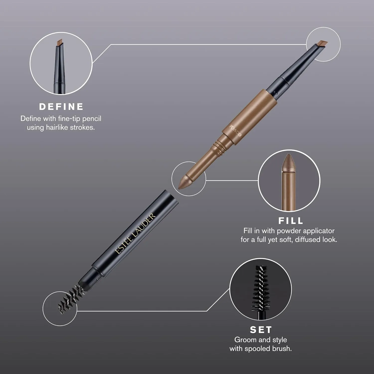 Estée Lauder The Brow Multi-Tasker 3-in-1 Tool | Eyebrow Pencil, Powder and Brush