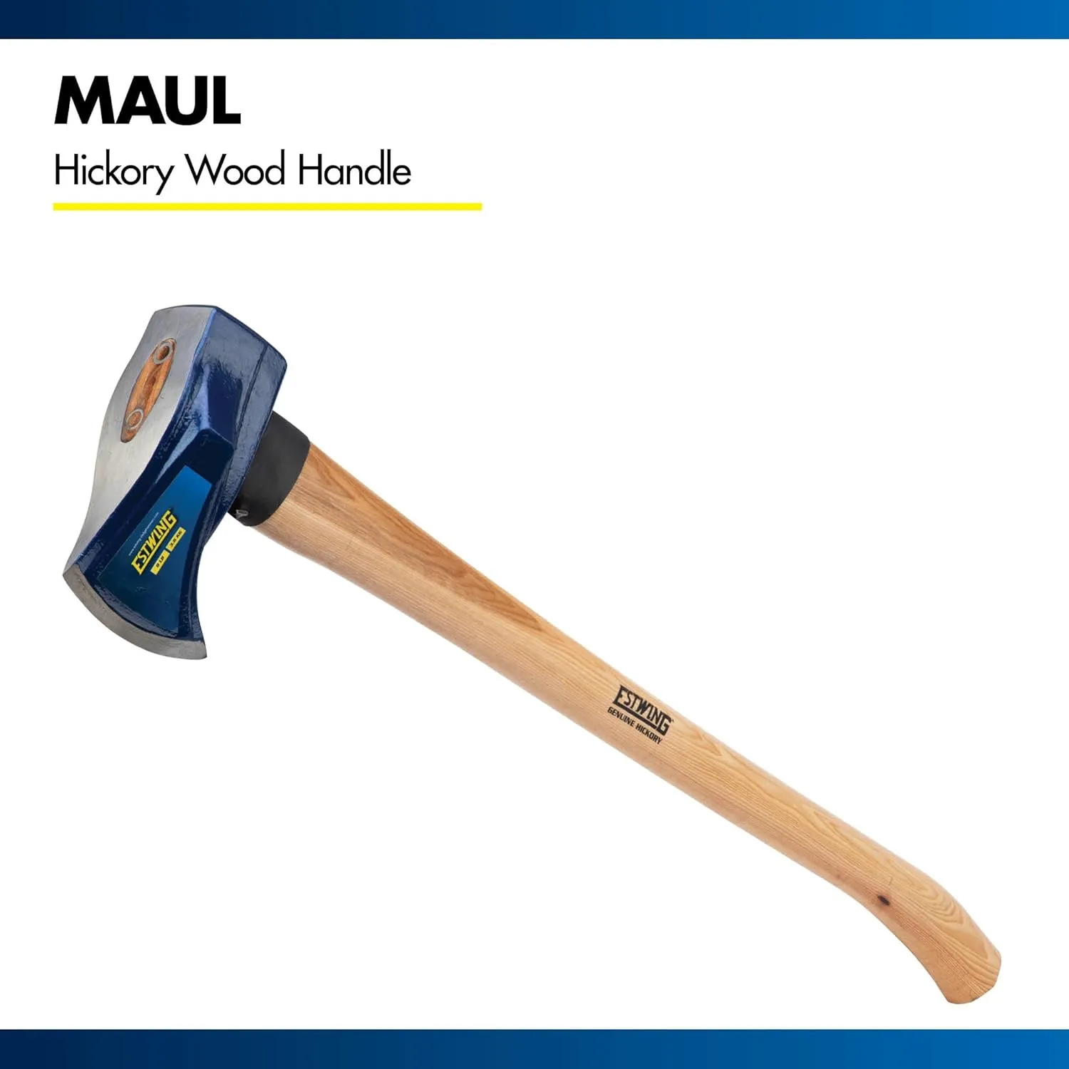 Estwing 8 Pound Wood Splitting Maul Tool with 36 Inch Hickory Wooden Handle, Steel Blade, and Superior Shock Absorption for Effortless Wood Splitting