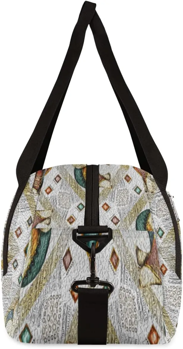 Ethnic Style Elephant Kids Duffel Bag for Girls Boys Teens, Elephant Oil Painting Dance Bag Overnight Small Duffel Bag Carry On Weekend Sports Gym Travel Bag for School Practice Gymnastics Ballet