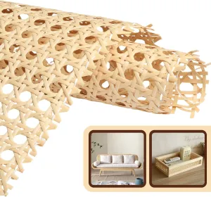 Eunice Upgraded Cane Rattan Webbing Roll, 16" W x 80" L Plastic Rattan Material, Cane Webbing Roll for Caning Projects, DIY Furniture Chairs, Cabinets, Ceiling