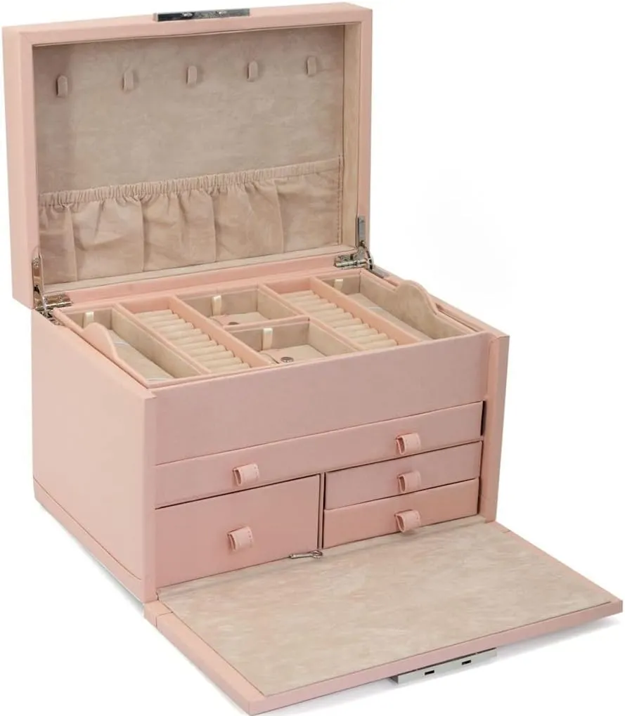 European-style Large-capacity Lockable Jewelry Watch Necklace Jewelry Storage Box Multi-function (D H22*W24*34.5CM)