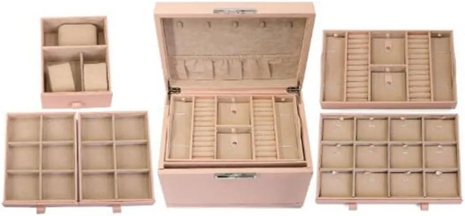 European-style Large-capacity Lockable Jewelry Watch Necklace Jewelry Storage Box Multi-function (D H22*W24*34.5CM)
