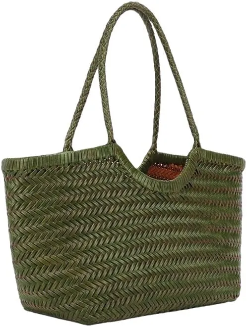 EvaLuLu Handwoven Leather Tote Bag Shoulder Bag