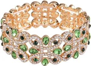 EVER FAITH Women's Crystal Elegant Wedding Knot Tear Drop Elastic Stretch Bracelet