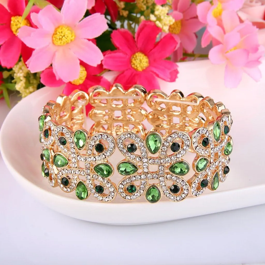 EVER FAITH Women's Crystal Elegant Wedding Knot Tear Drop Elastic Stretch Bracelet