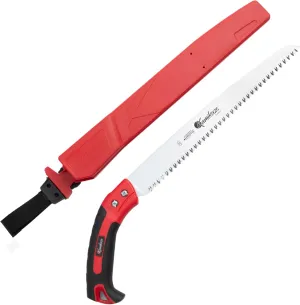 EZ Kut Kamikaze Straight Blade Pruning Saw – 18" Heavy Duty SK5 Carbon Steel – Japanese Pull-Cut Technology – Ergonomic Anti-Fatigue Grip – Tree Trimming Hand Saw with Scabbard