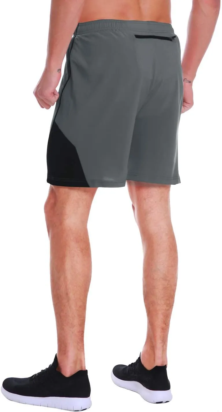 EZRUN Men's 7 Inch Quick Dry Running Shorts Workout Sport Fitness Short with Liner Zip Pocket