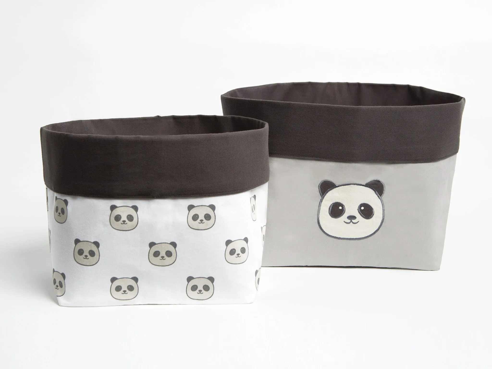 Fabric Storage Basket <br> Panda, Set of 2<br><span style="font-size: 10px;">Can be Personalised</span>