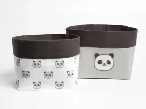 Fabric Storage Basket <br> Panda, Set of 2<br><span style="font-size: 10px;">Can be Personalised</span>