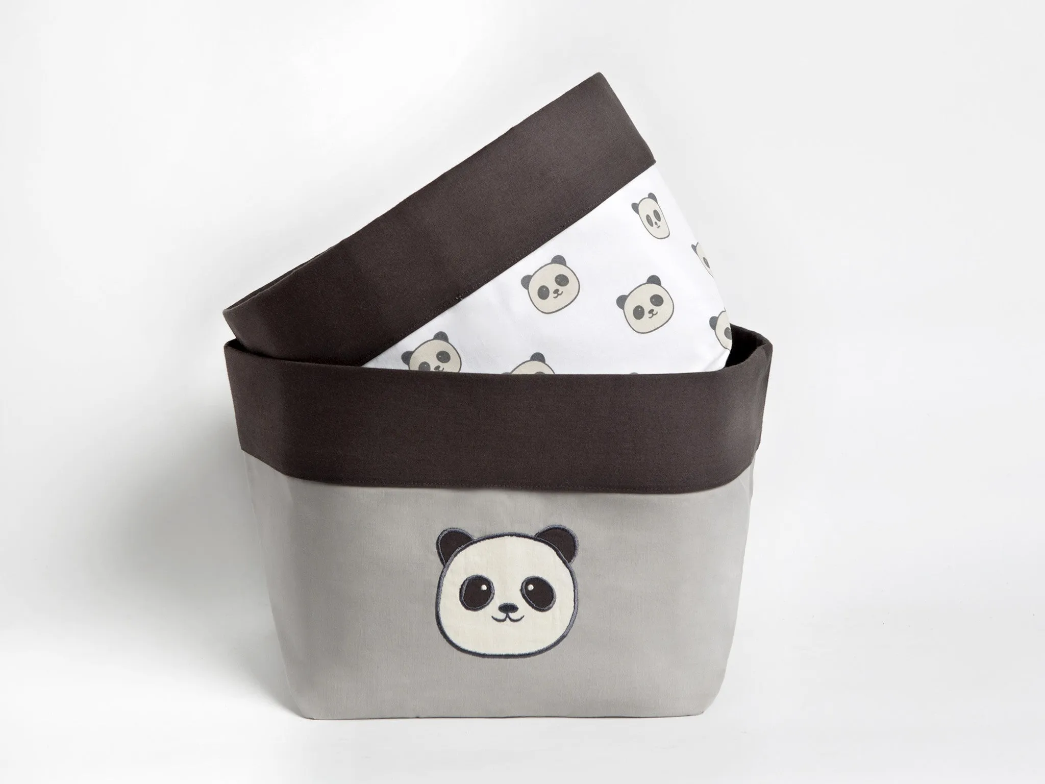 Fabric Storage Basket <br> Panda, Set of 2<br><span style="font-size: 10px;">Can be Personalised</span>