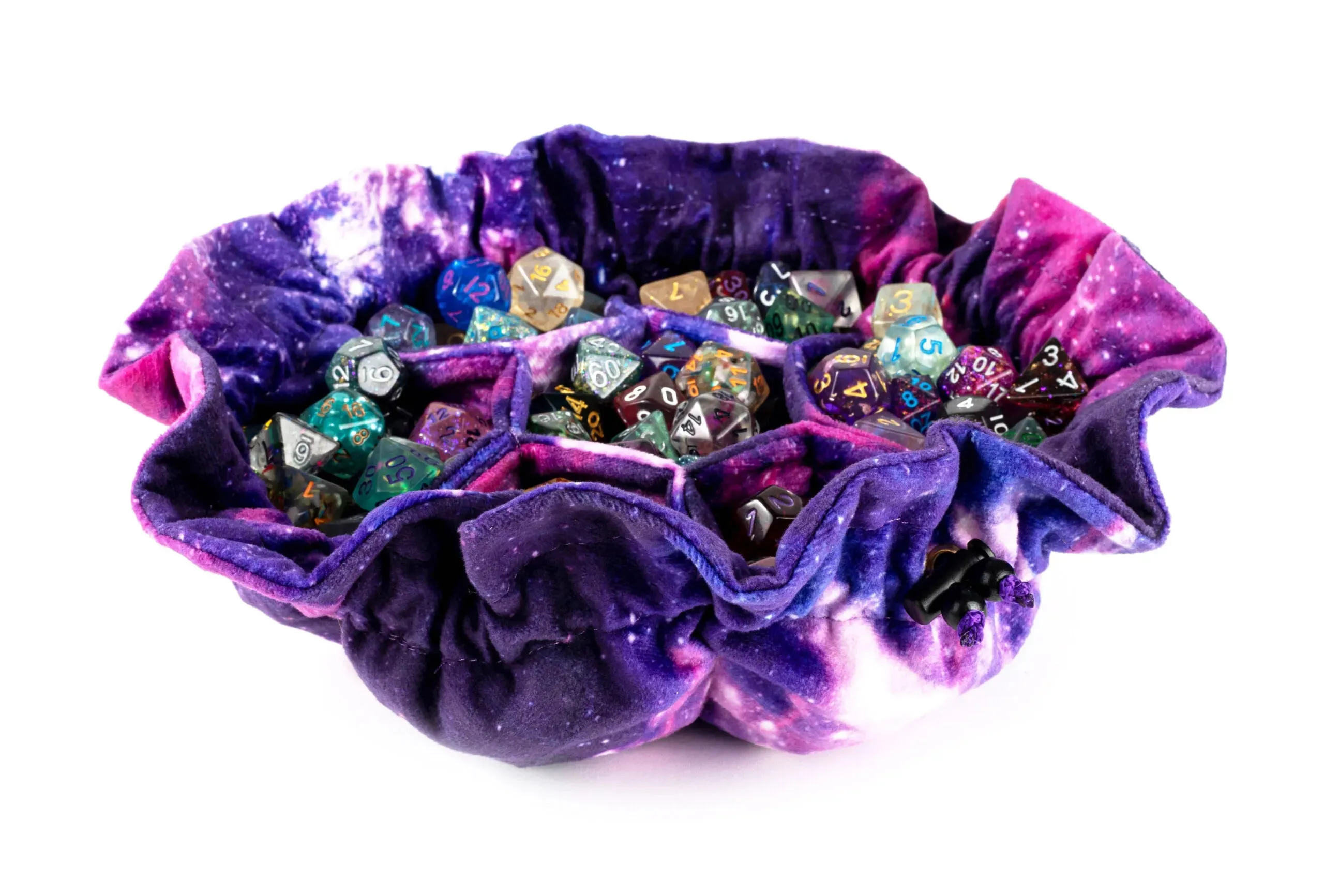 FanRoll Velvet Compartment Dice Bag with Pockets: Nebula