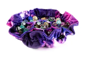 FanRoll Velvet Compartment Dice Bag with Pockets: Nebula