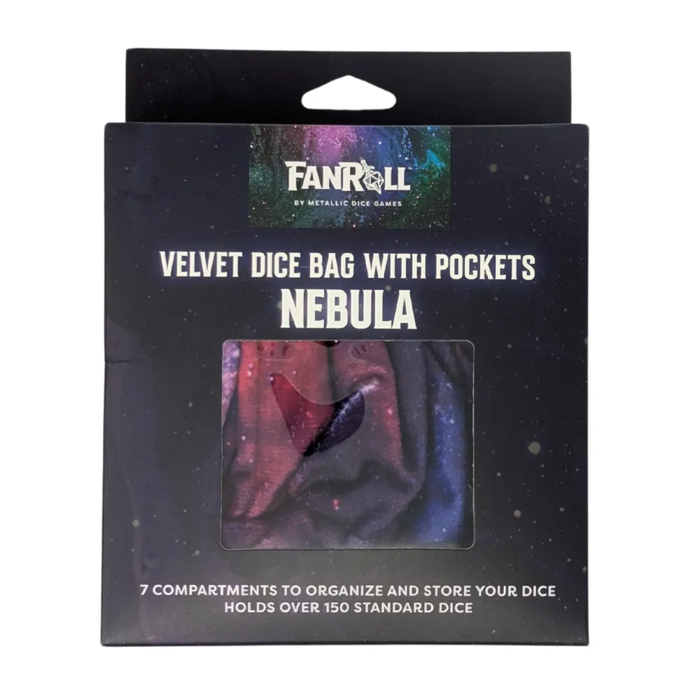 FanRoll Velvet Compartment Dice Bag with Pockets: Nebula
