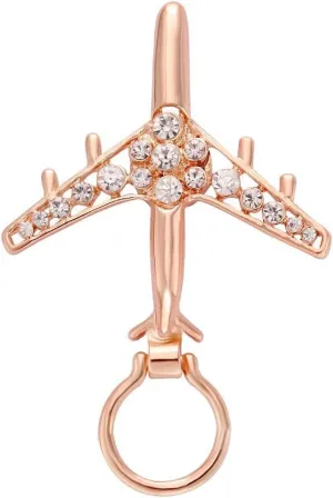 Fashion Gold Crystal Airplane Shining Magnetic Badge Eyeglass Holder