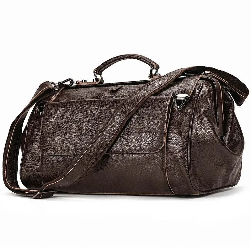 Fashionable Men’s Tote Weekender Bag Leather Travel Luggage