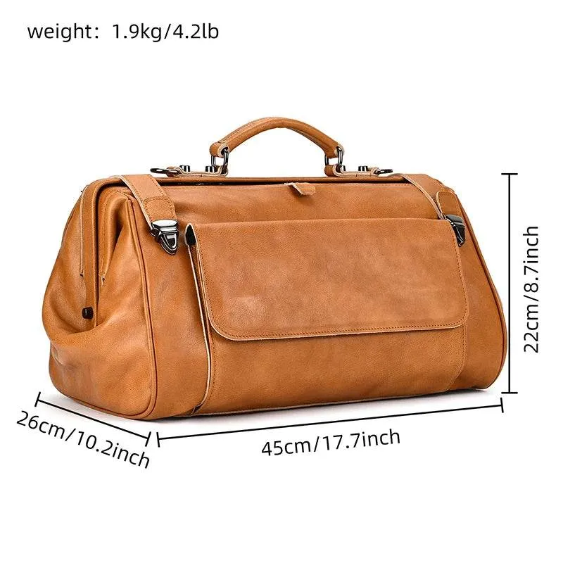 Fashionable Men’s Tote Weekender Bag Leather Travel Luggage