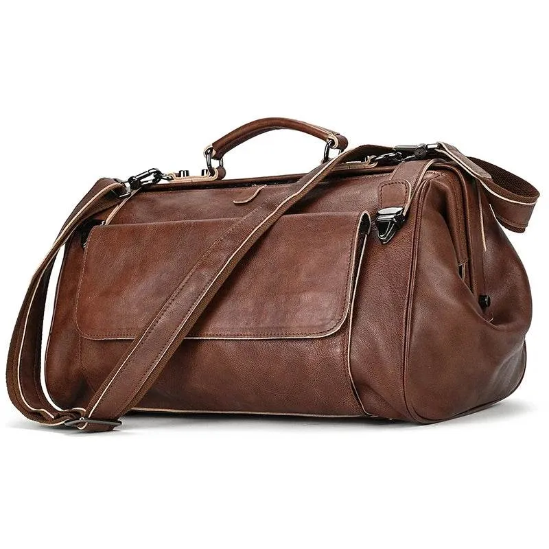 Fashionable Men’s Tote Weekender Bag Leather Travel Luggage