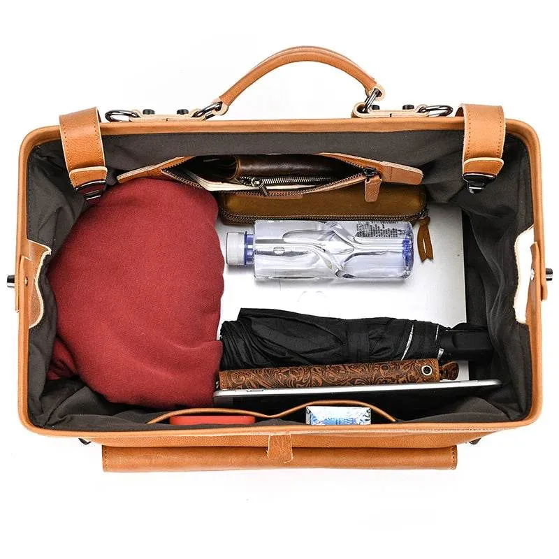 Fashionable Men’s Tote Weekender Bag Leather Travel Luggage