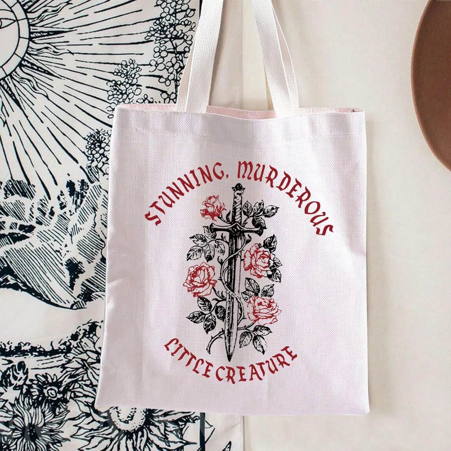 FBAA Merch From Blood And Ash Inspired Tote Bag Stunning Murderous Creature Bag JLA Literary Gift Book Quote Shopping Bag