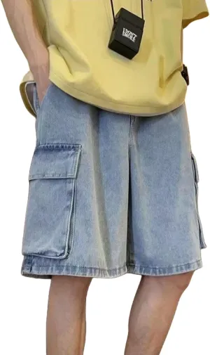 FCOOLYEET Baggy Jean Shorts Men Y2k Cargo Jorts Jeans Grunge Denim Bermuda Shorts for Women