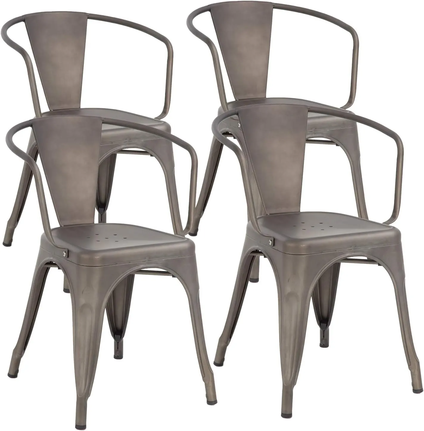 FDW Dining Chairs Set of 4 Indoor Outdoor Chairs Patio Chairs Furniture Kitchen Metal Chairs 18 Inch Seat Height Restaurant Chair 330LBS Weight Capacity Metal Stackable Bar Chairs (Bronze)
