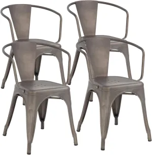 FDW Dining Chairs Set of 4 Indoor Outdoor Chairs Patio Chairs Furniture Kitchen Metal Chairs 18 Inch Seat Height Restaurant Chair 330LBS Weight Capacity Metal Stackable Bar Chairs (Bronze)