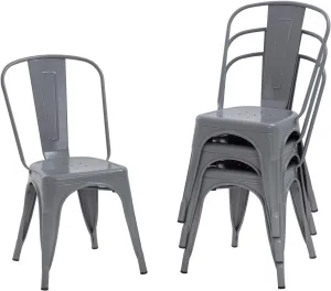 FDW Dining Chairs Set of 4 - Indoor/Outdoor, Metal, 18 Inch Seat Height, 330LBS Weight Capacity, Stackable, Restaurant & Bar Chairs