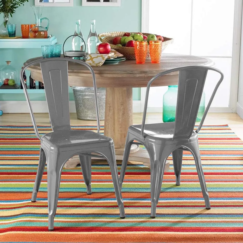 FDW Dining Chairs Set of 4 - Indoor/Outdoor, Metal, 18 Inch Seat Height, 330LBS Weight Capacity, Stackable, Restaurant & Bar Chairs