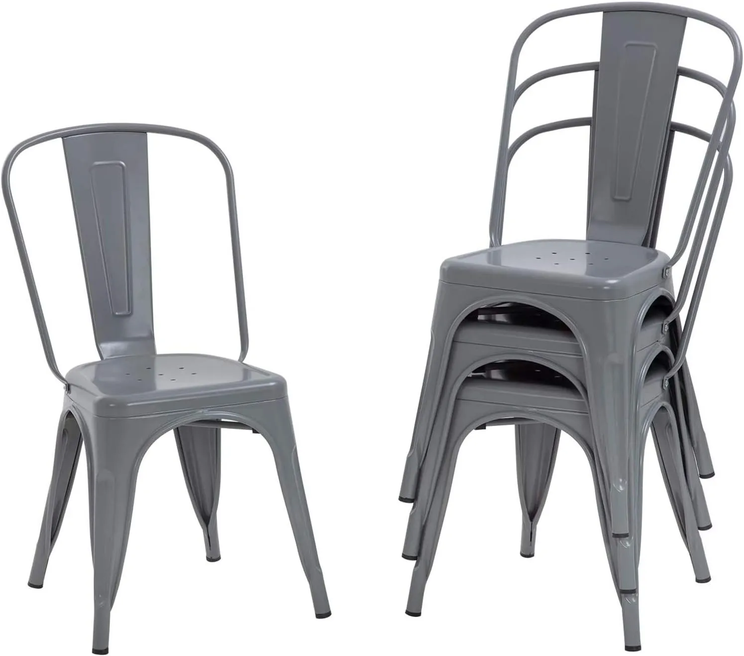 FDW Dining Chairs Set of 4 - Indoor/Outdoor, Metal, 18 Inch Seat Height, 330LBS Weight Capacity, Stackable, Restaurant & Bar Chairs