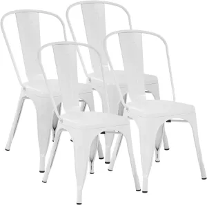 FDW Metal Dining Chairs Metal Chairs Patio Chair Seat Height Dining Room Kitchen Chair Tolix Restaurant Chairs Bar Stackable Chair Trattoria Metal Indoor Outdoor Chairs (Cream)