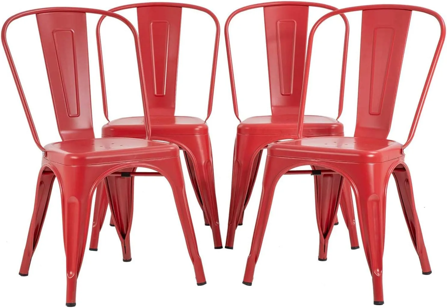 FDW Metal Dining Chairs Set of 4 Indoor Outdoor Chairs Patio Chairs Kitchen Metal Chairs 18 Inch Seat Height Restaurant Stackable Chair Tolix Side 330LBS Weight Capacity