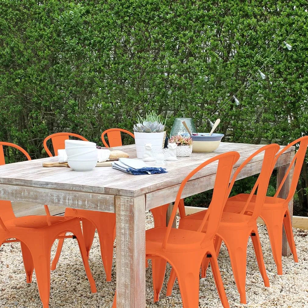 FDW Metal Dining Chairs - Set of 4 Indoor/Outdoor Stackable Chairs - 18 Inch Seat Height - 330LBS Weight Capacity - Patio & Restaurant Use