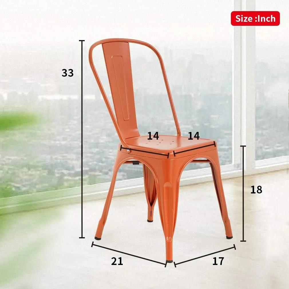 FDW Metal Dining Chairs - Set of 4 Indoor/Outdoor Stackable Chairs - 18 Inch Seat Height - 330LBS Weight Capacity - Patio & Restaurant Use