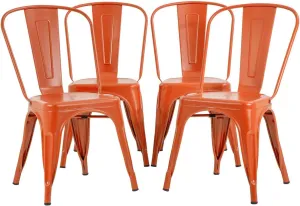FDW Metal Dining Chairs - Set of 4 Indoor/Outdoor Stackable Chairs - 18 Inch Seat Height - 330LBS Weight Capacity - Patio & Restaurant Use