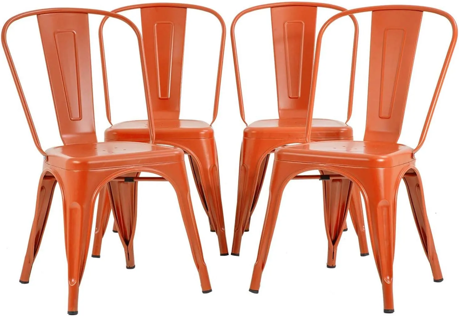 FDW Metal Dining Chairs - Set of 4 Indoor/Outdoor Stackable Chairs - 18 Inch Seat Height - 330LBS Weight Capacity - Patio & Restaurant Use