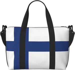 Finnish flag print Womens travel bags, weekender carry on for women, sports Gym Bag, Overnight Carry on Bag