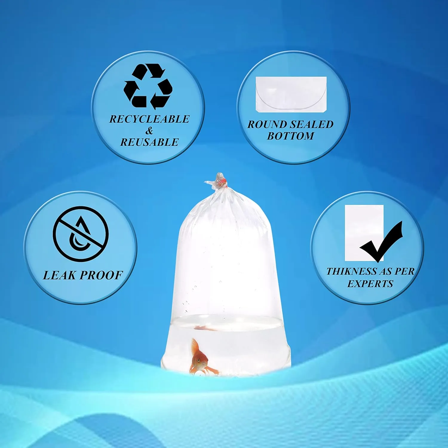 Fishery Bags 12 Inches Leak Proof Rounded Bottom Corners Clear Plastic Fish Bags for Marine and Tropical Fish Transport. (12" x 18" / 50 Pack / 4 Mil)